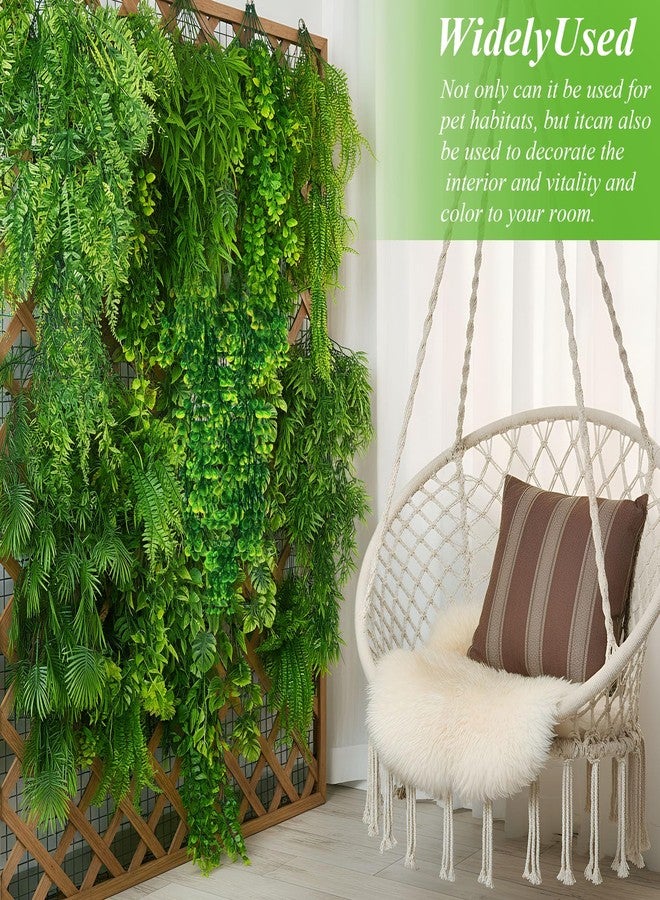 Suncalla 8 Pcs Reptile Plants for Terrarium Assorted Hanging Fake Artificial Vines with Suction Cups Climbing Foliage for Bearded Dragons Lizard Gecko Snake Hermit Crab Tank Decor(Lush Series) - Image 5